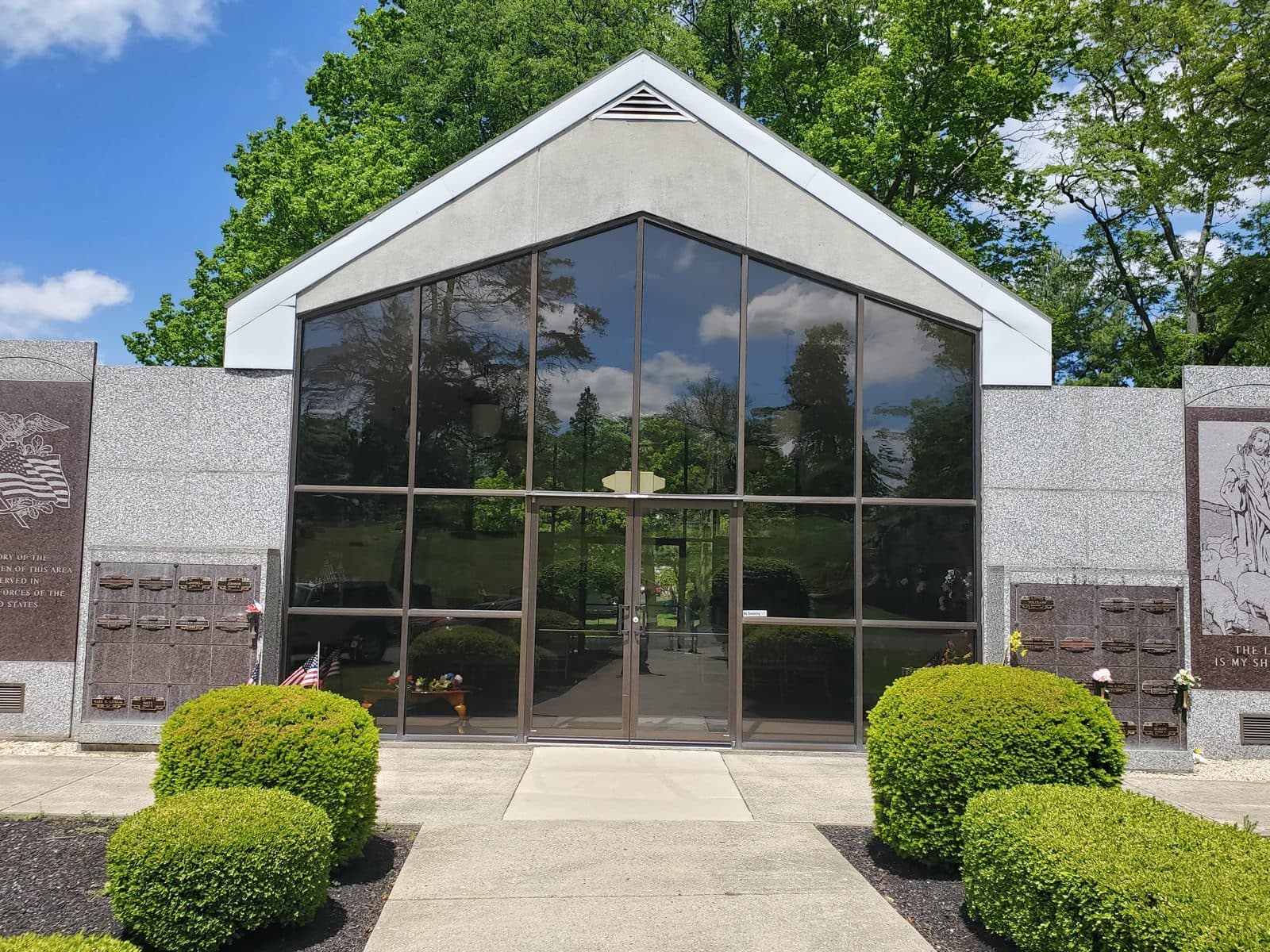 Spotless glass entryway after a Clean As A Whistle commercial cleaning